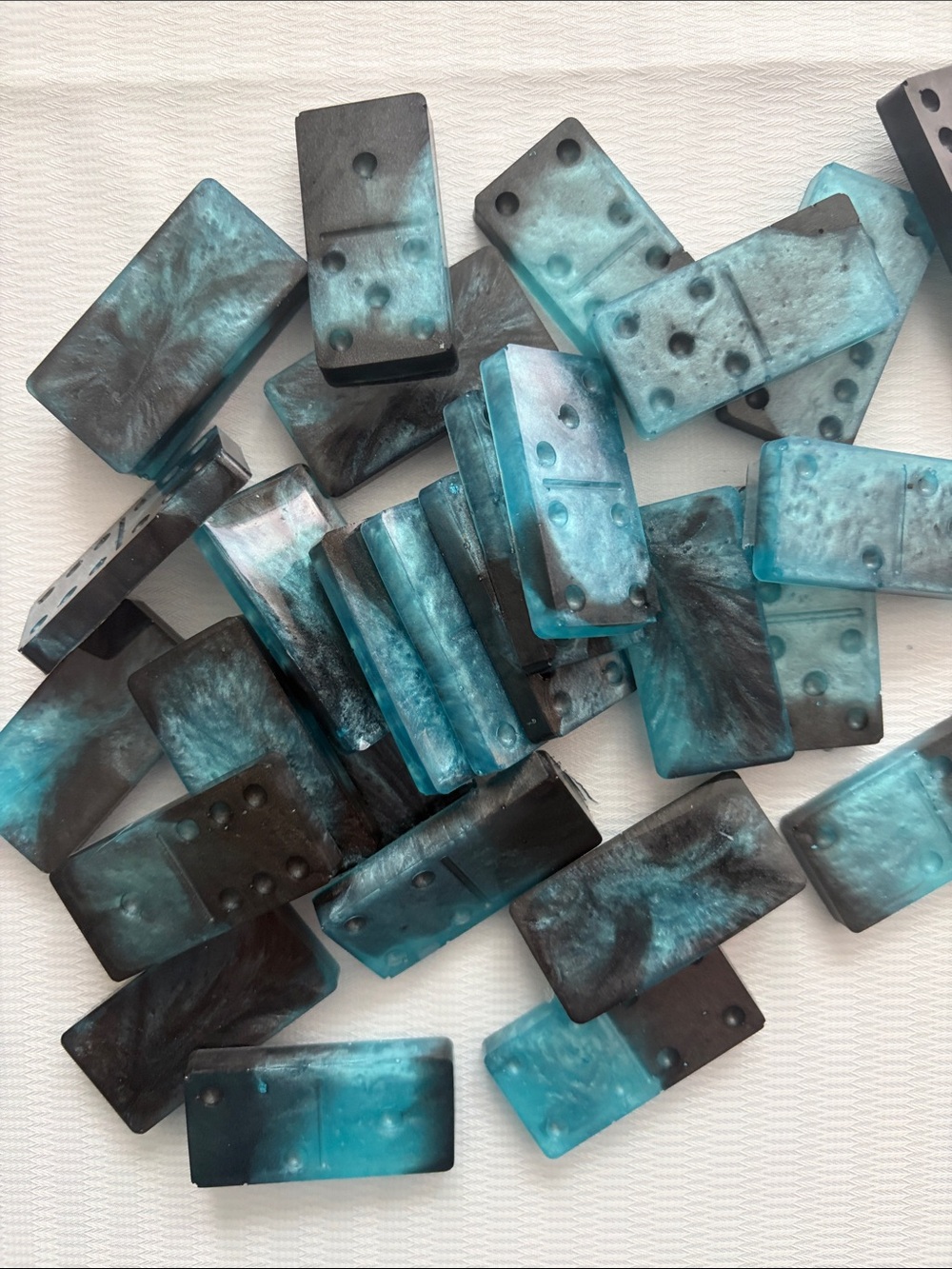Custom Blue and Black Resin Domino Set
(28 piece set )